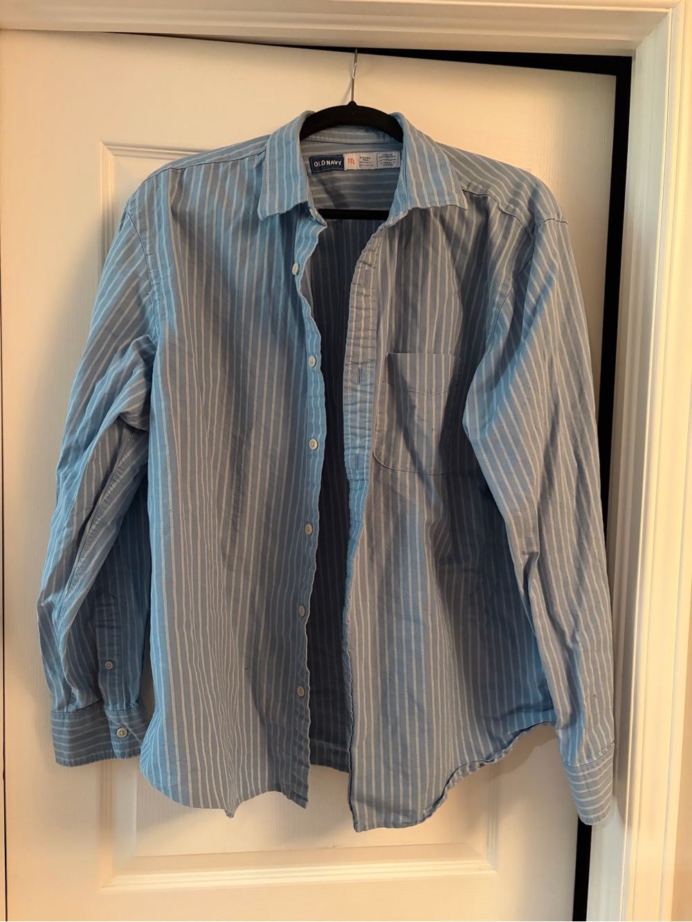 Old Navy Light Blue and White Pinstripe Men’s Button-Down Shirt